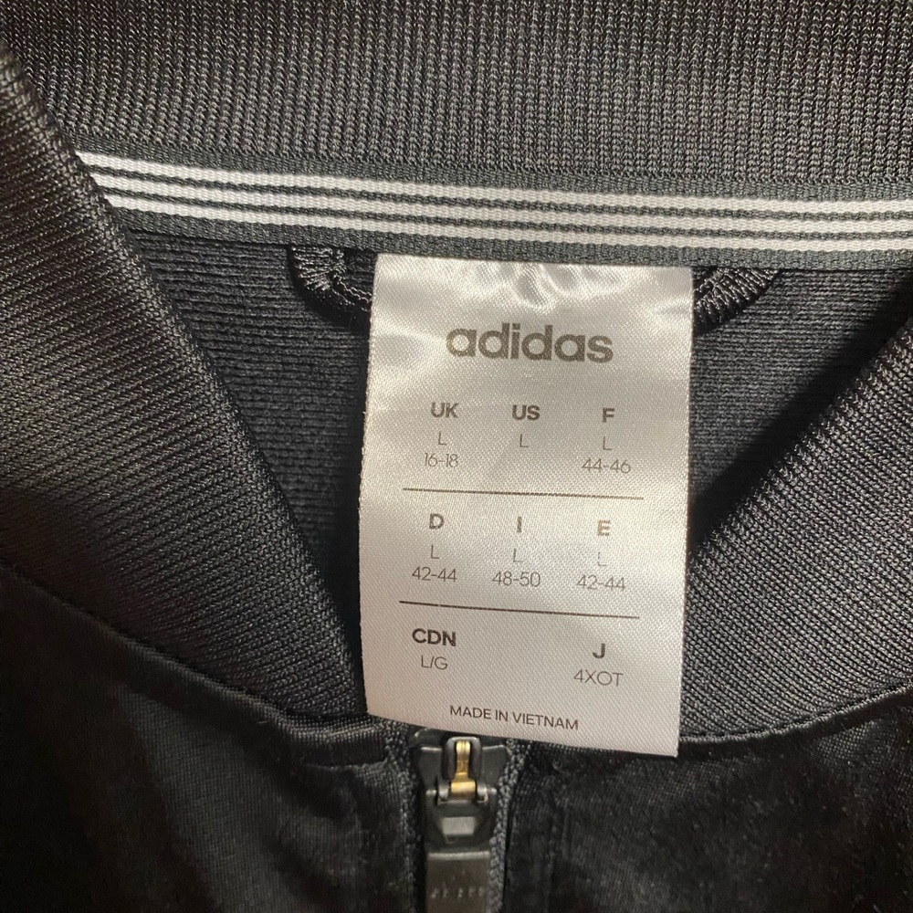adidas Women’s Track Jacket Full Zip 3 Stripe Black Large - Picture 4 of 7